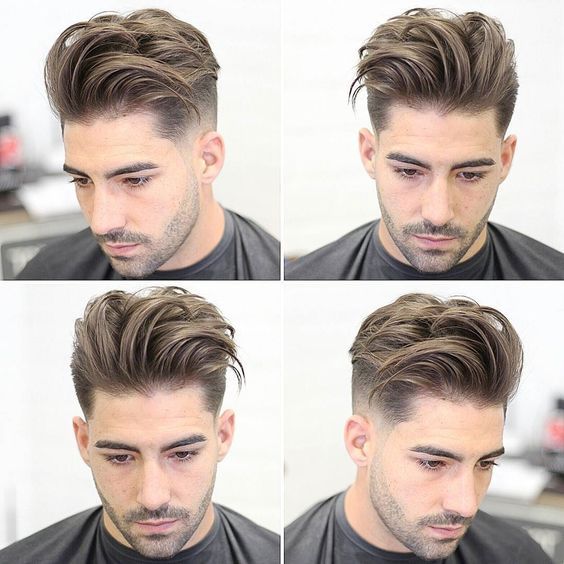4 picture collage of a man with undercut hairstyle